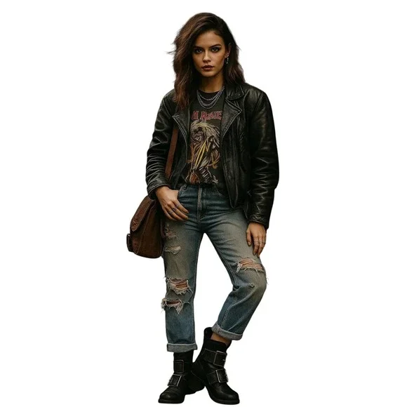 Frye Sabrina Engineer Moto Boots Black Leather Buckle USA Vintage 7M - Picture 11 of 11